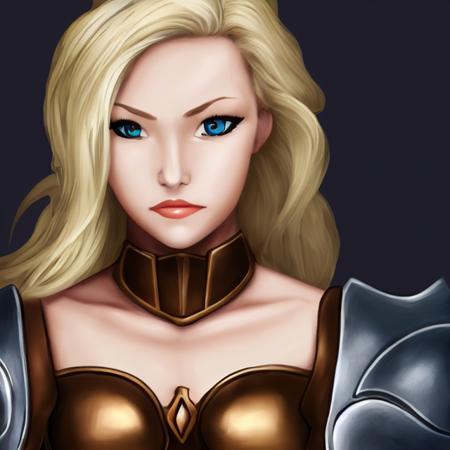 09498-1481746442-FRPGFaceGen, solo, 1girl, blonde_hair, looking_at_viewer, parody, armor, lips, curly_hair, serious, brown_eyes, portrait, upper_.png